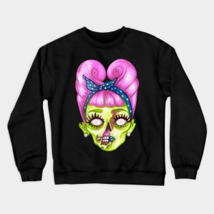 Halloween zombie Lady Face Crewneck Sweatshirt